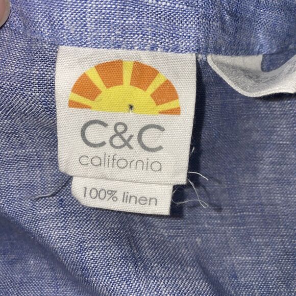 C&C California Women's 100% Linen Shirt Size Small Blue - Picture 6 of 6